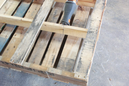 underside of a wooden pallet